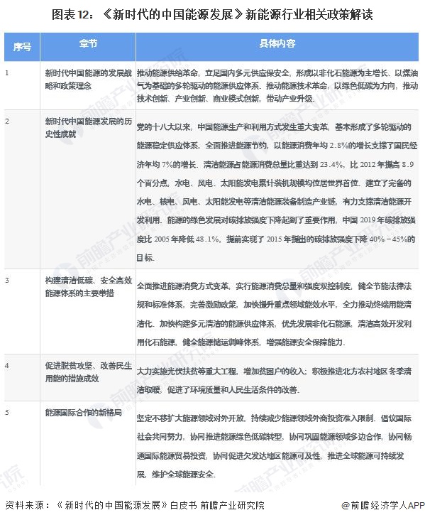 图表12：《新时代的中国能源发展》新能源行业相关政策解读