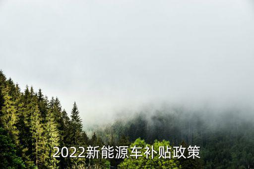 2022新能源车补贴政策